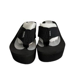 SODA Black Flip-Flop High Platform Wedge Sandals • Size 6 • NEW (No Box)